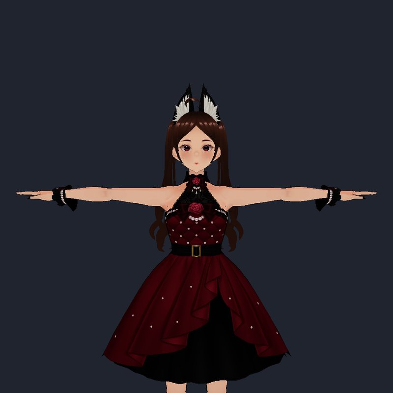 Headless VRMRender output: the AvatarSample_U model in a T-pose on a dark background